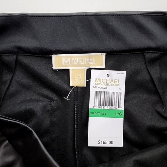 NWT Michael Kors Women's Black Faux Leather Stretch Cropped Pants Size L - Picture 9 of 15